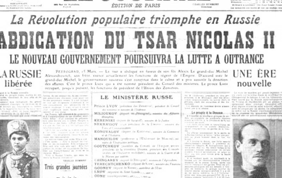 1917 : l'abdication du tsar fait les unes françaises