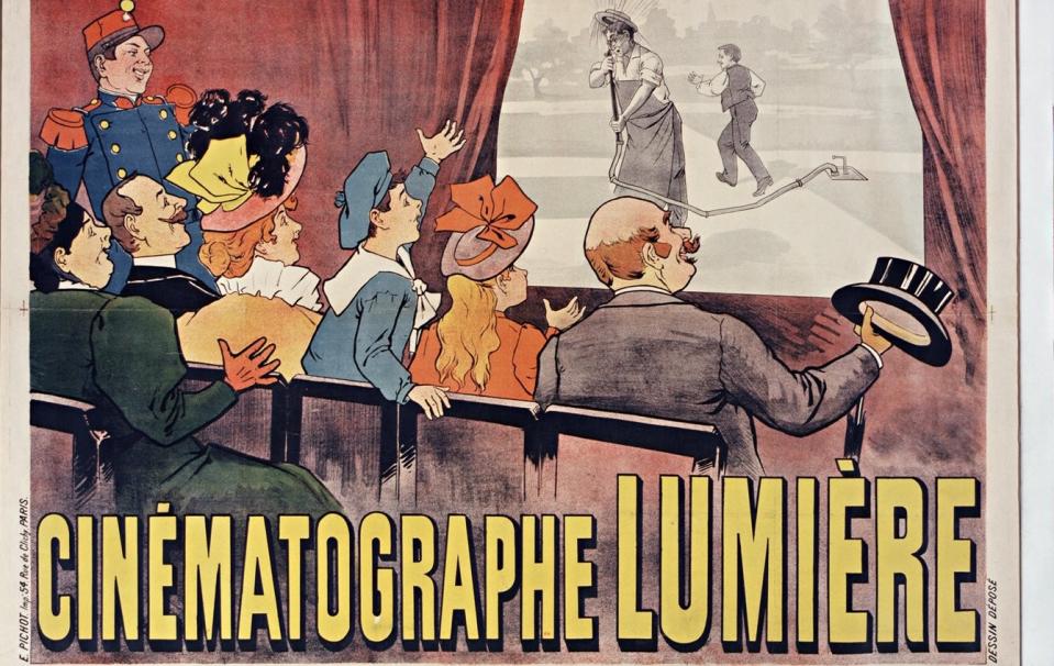 Cinématographe Lumière [affiche] ; Maurice Auzolle [Illustrateur] ; Pichot (Paris) ; 1896 - Source BnF